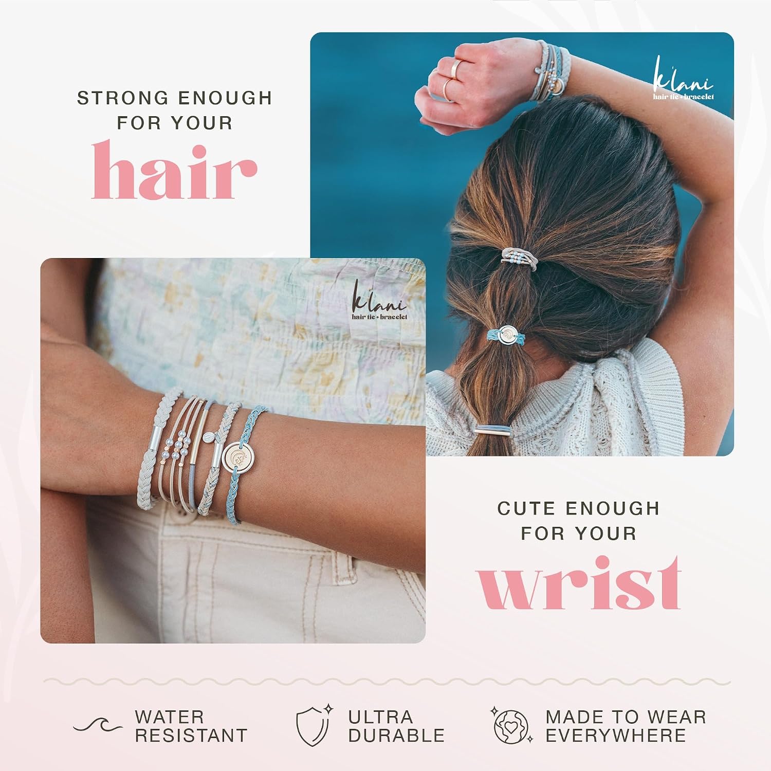 Elastic hair tie bracelet in multi-color, versatile ponytail holder accessory — view 2