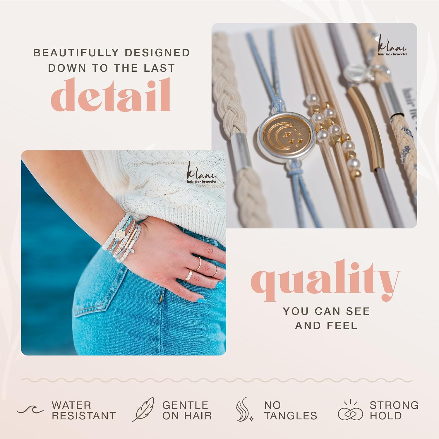 Elastic hair tie bracelet in multi-color, versatile ponytail holder accessory — view 4
