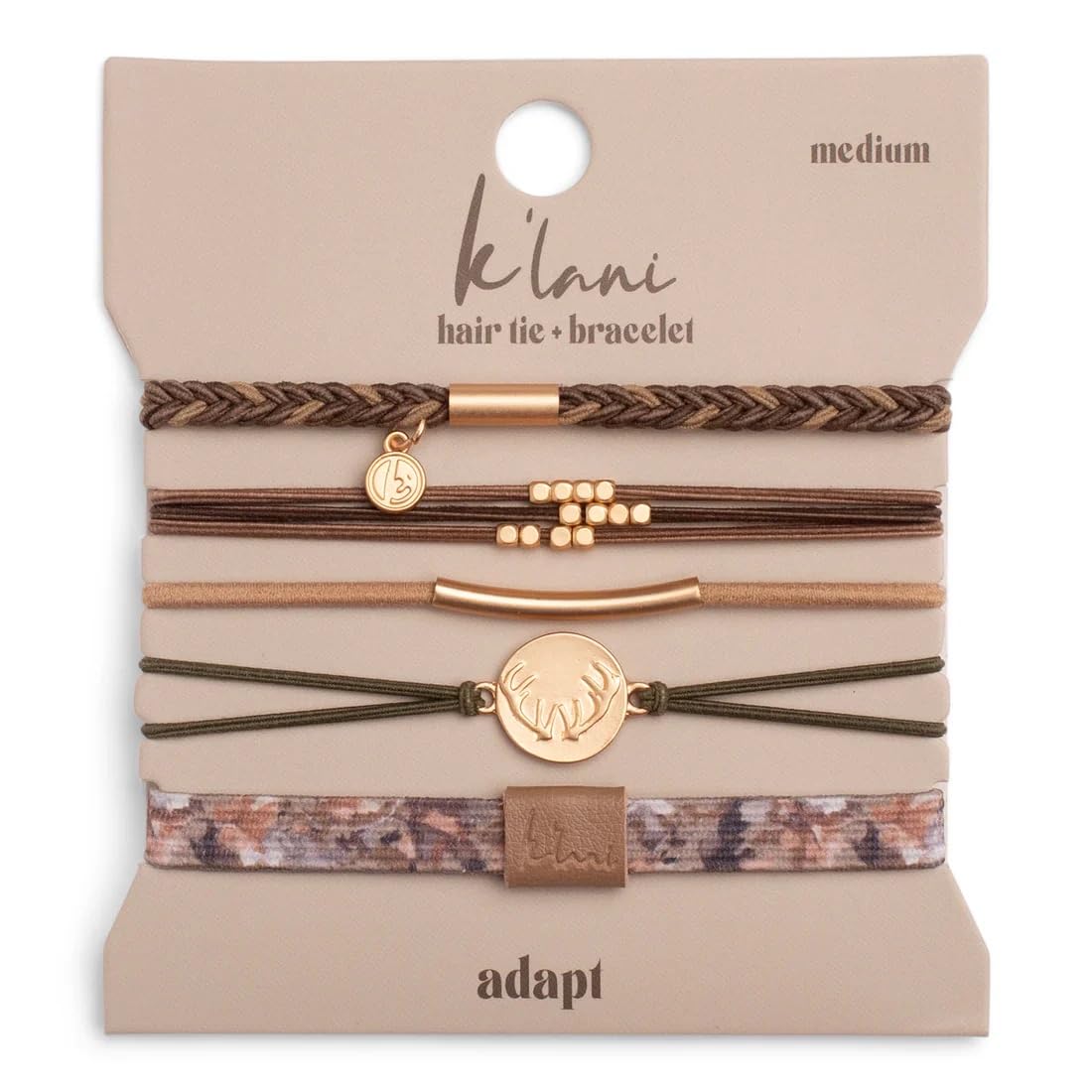 Elastic hair tie bracelet in multi-color, versatile ponytail holder accessory — front