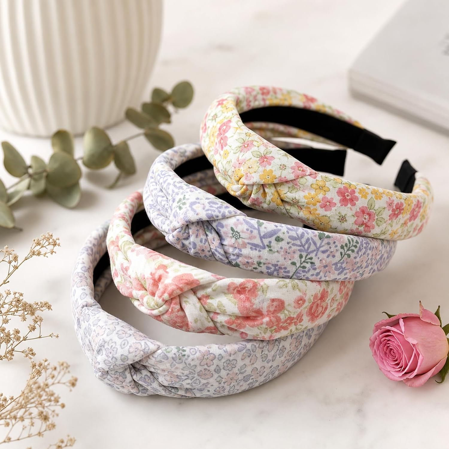 fabric knotted headband with non-slip grip for fall outfits — side
