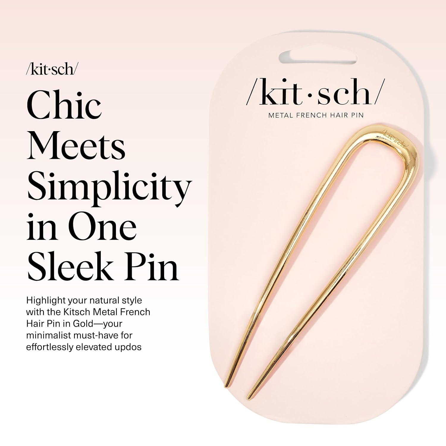 gold metal hair pin for women — secure everyday hold — view 2