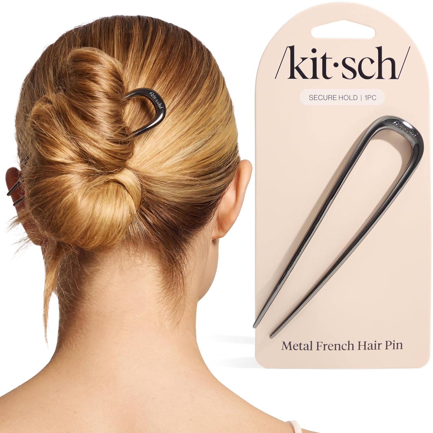 gold metal hair pin for women — secure everyday hold — detail