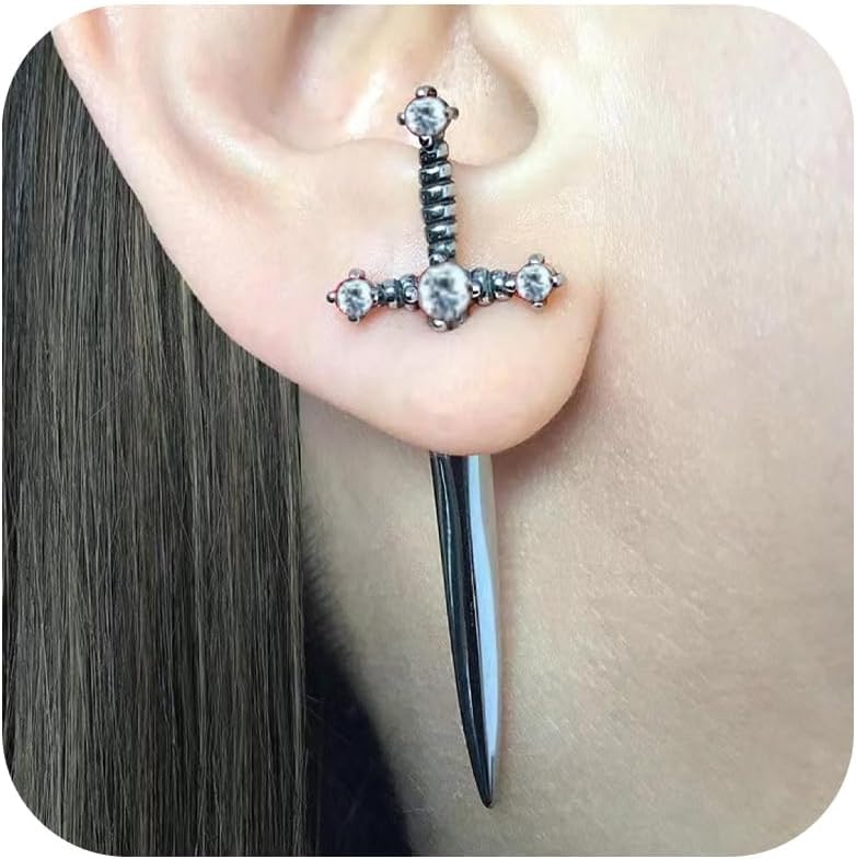 Bold gothic stud earrings in multicolor — unique statement jewelry for parties — view 4