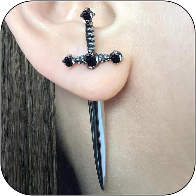 Bold gothic stud earrings in multicolor — unique statement jewelry for parties — view 2