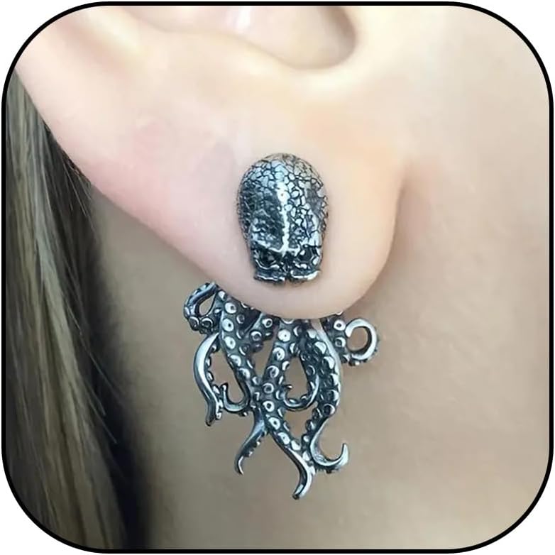 Bold gothic stud earrings in multicolor — unique statement jewelry for parties — view 3