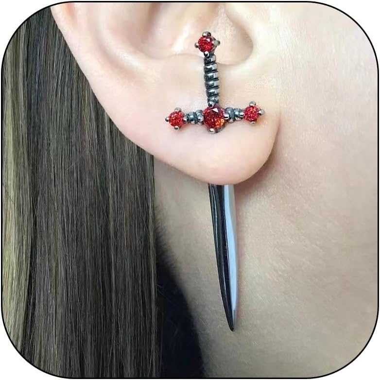 Bold gothic stud earrings in multicolor — unique statement jewelry for parties — view 3