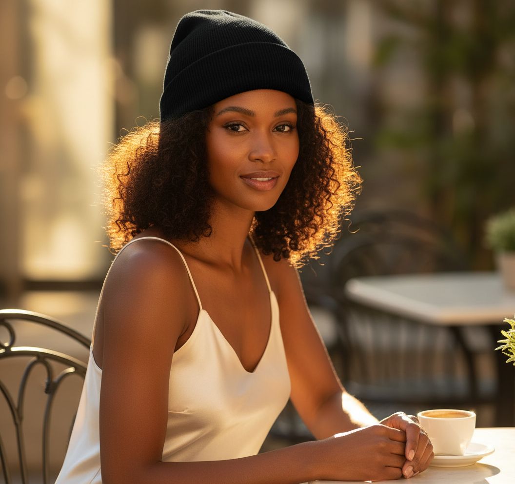 satin lined wool beanie for women in multi color, winter warm hat — view 3