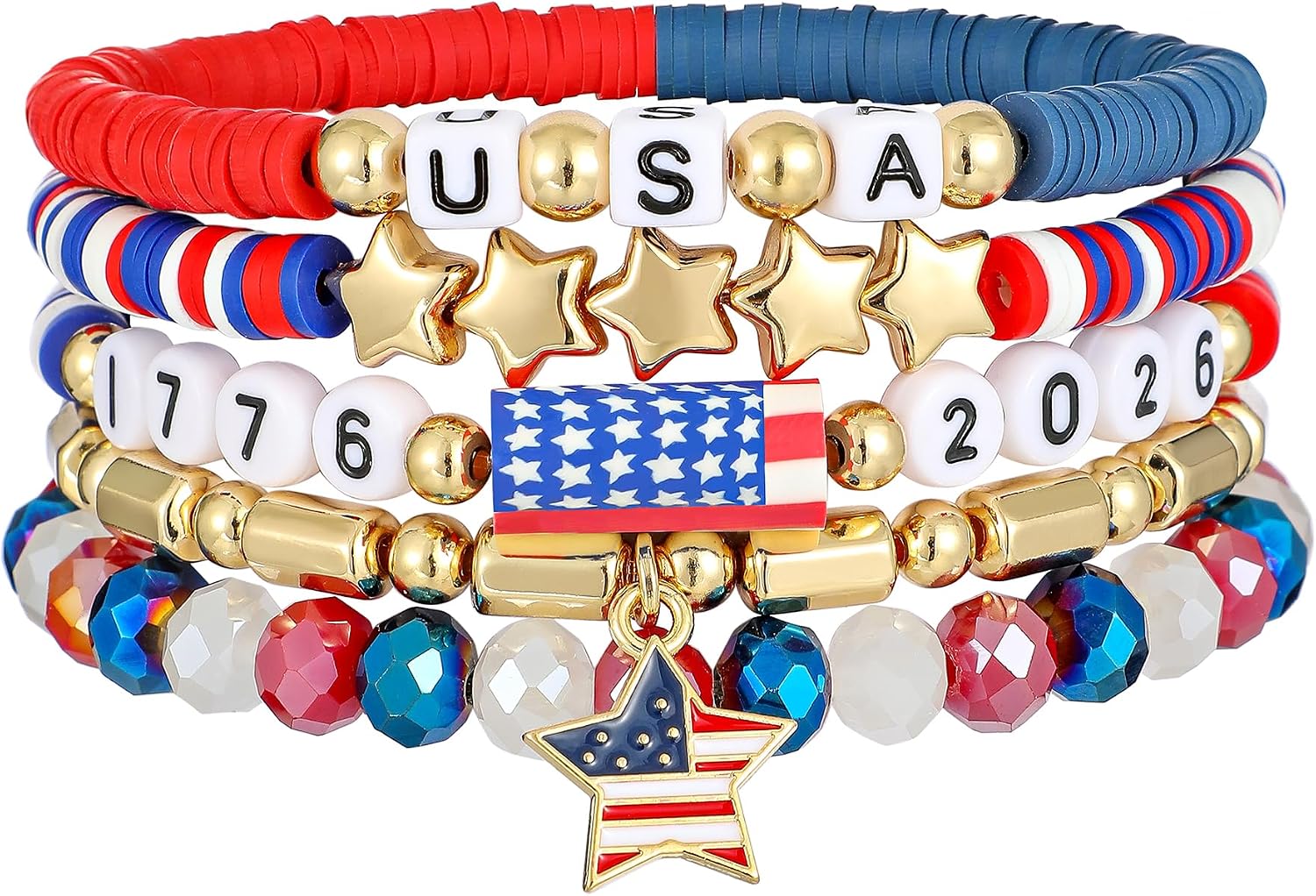 Multicolor boho beaded stretch bracelets — handmade stackable design — view 4