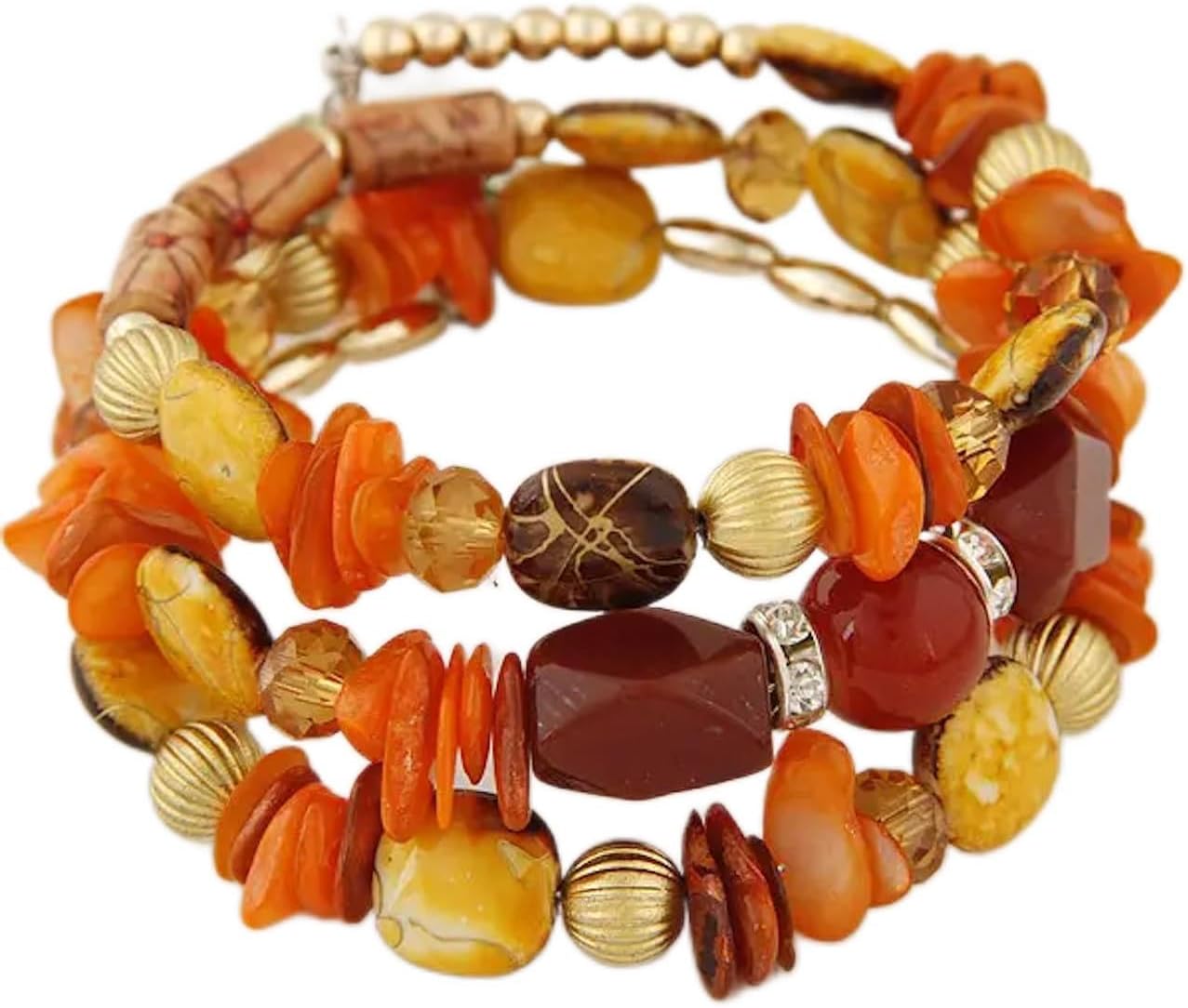 Colorful beaded boho bracelet set with crystal accents — stackable stretch design — view 3