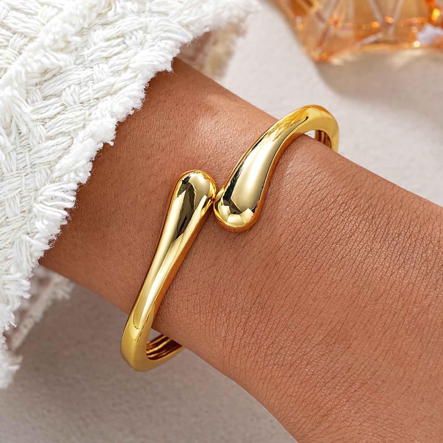 dainty gold-plated bangle bracelet — lightweight everyday wear — view 2