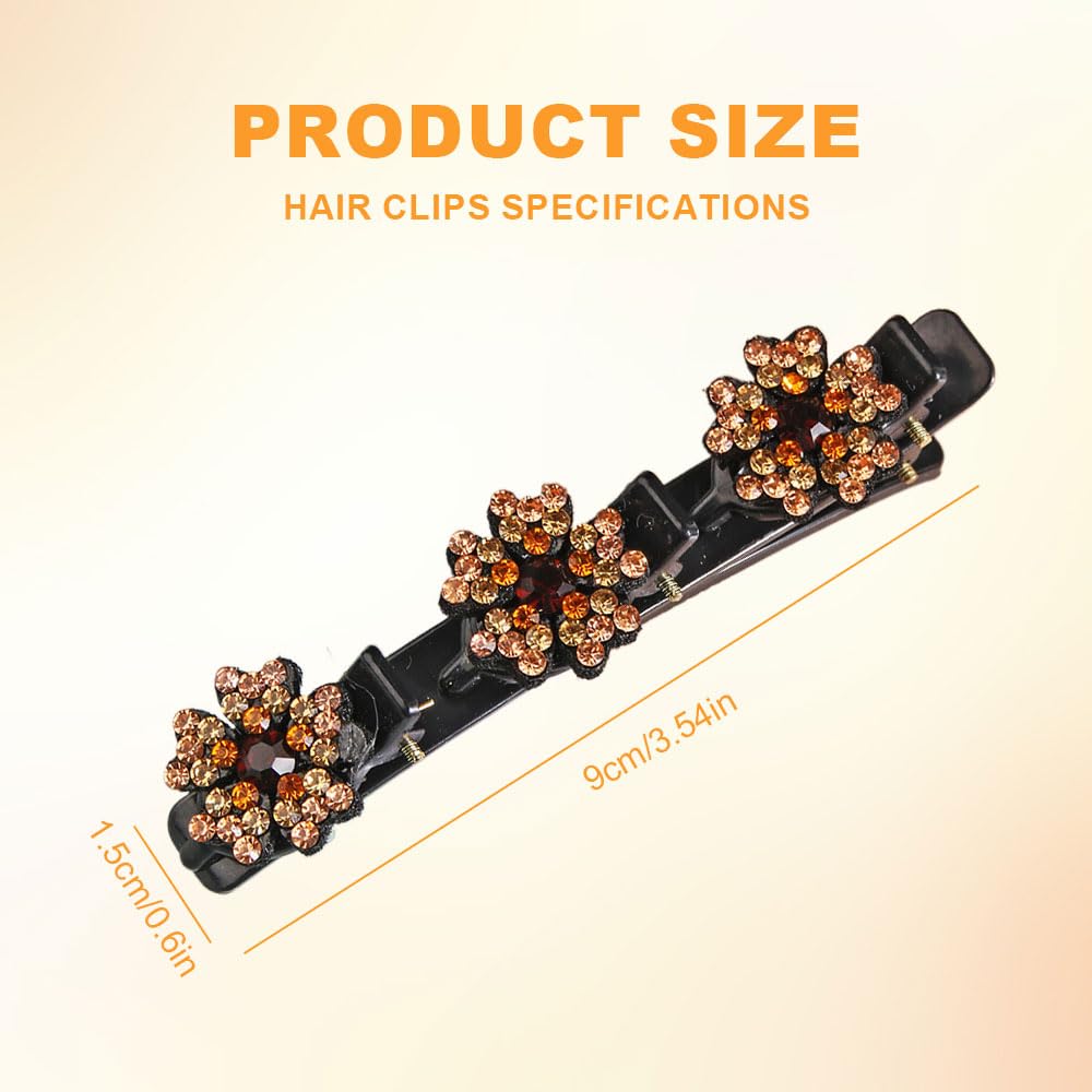 Crystal stone claw clip with braided metal band — everyday hair accessory — view 2