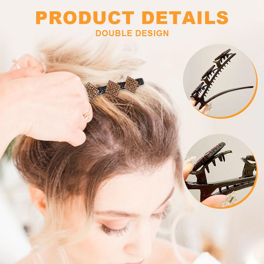 Crystal stone claw clip with braided metal band — everyday hair accessory — view 3