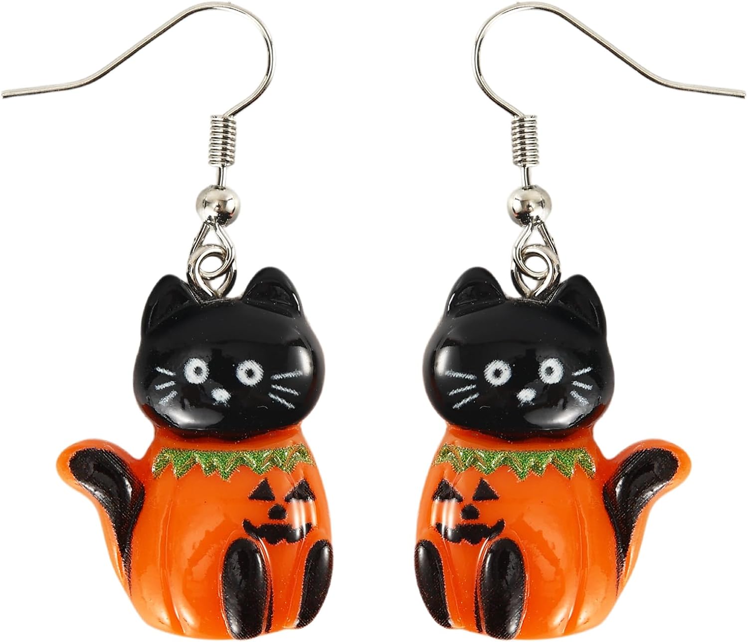Skull skeleton dangle earrings in multi-color — bold Halloween party style — view 1